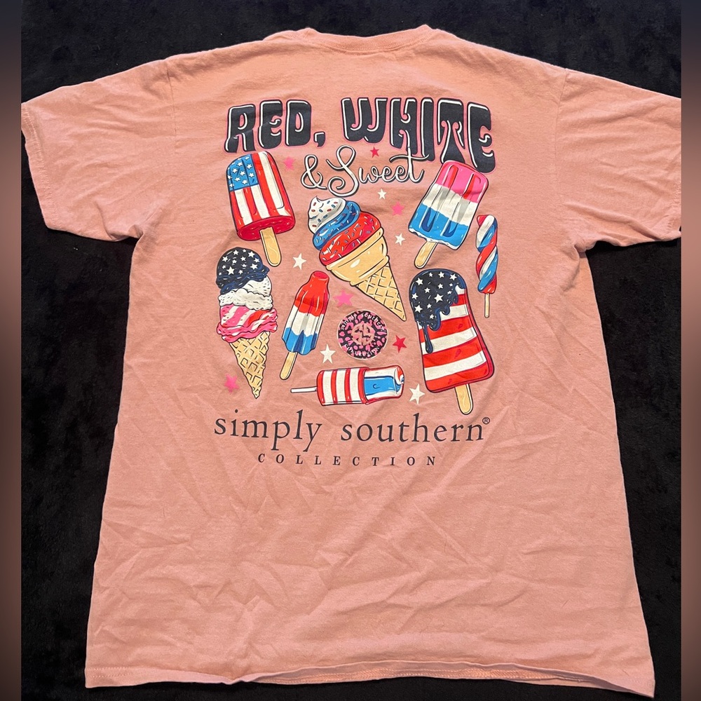 Simply Southern Red, White, & Sweet T-shirt- size Medium
